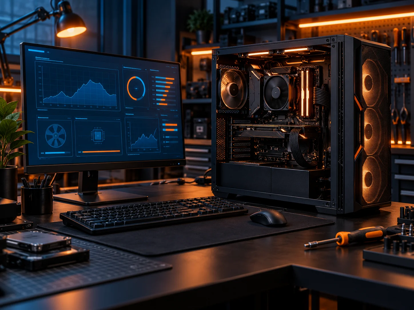 Bilgisayar donanımı ve sistem tanılama ekranı